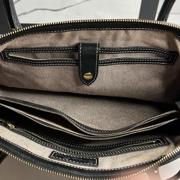 Dooney & Bourke Medium Black Florentine Vacchetta Leather East/West Satchel - Picture 12 of 16